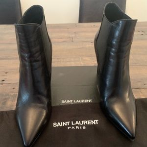 Saint Laurent Black Slip on Wedge Ankle Booties